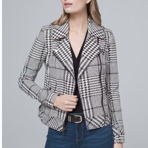 White House Black Market Black and White Blazer with Structured Shoulders